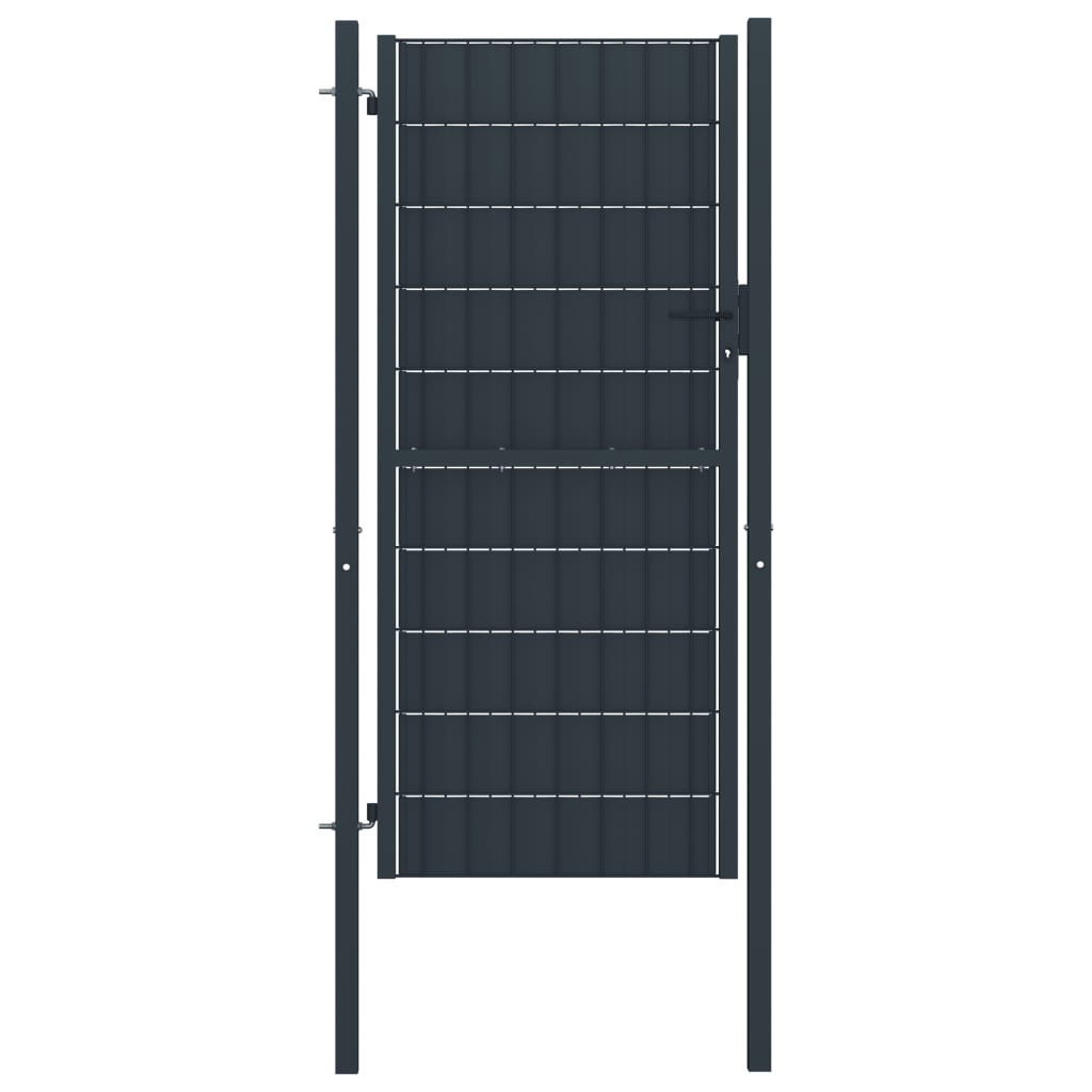 Plotová branka PVC a ocel 100 x 124 cm antracitová