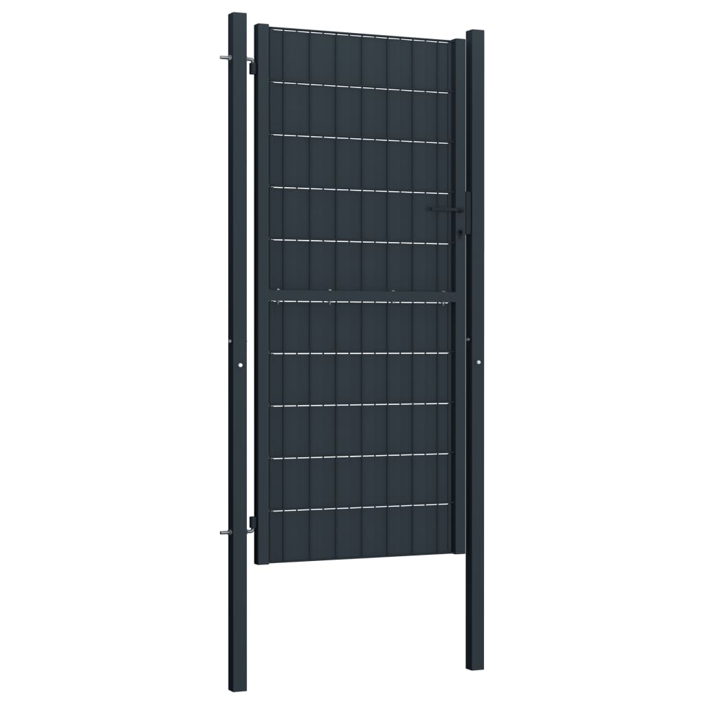 Plotová branka PVC a ocel 100 x 124 cm antracitová