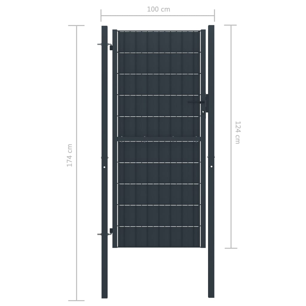 Plotová branka PVC a ocel 100 x 124 cm antracitová