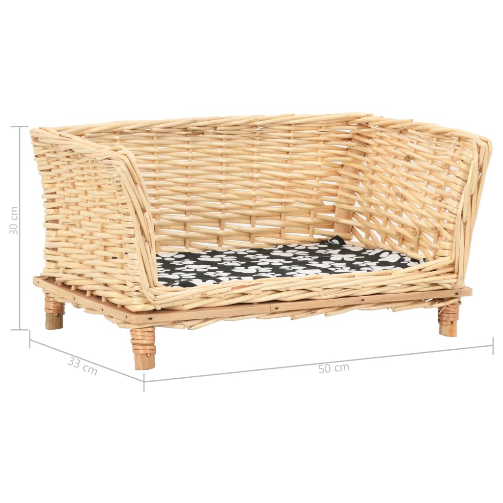 Pelíšek pro psy s poduškou 50 x 33 x 30 cm přírodní vrba
