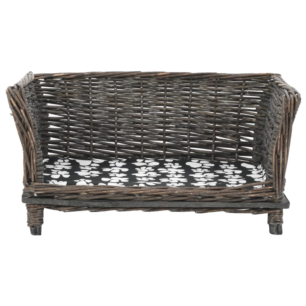 Pelíšek pro psy s poduškou šedý 50 x 33 x 30 cm přírodní vrba