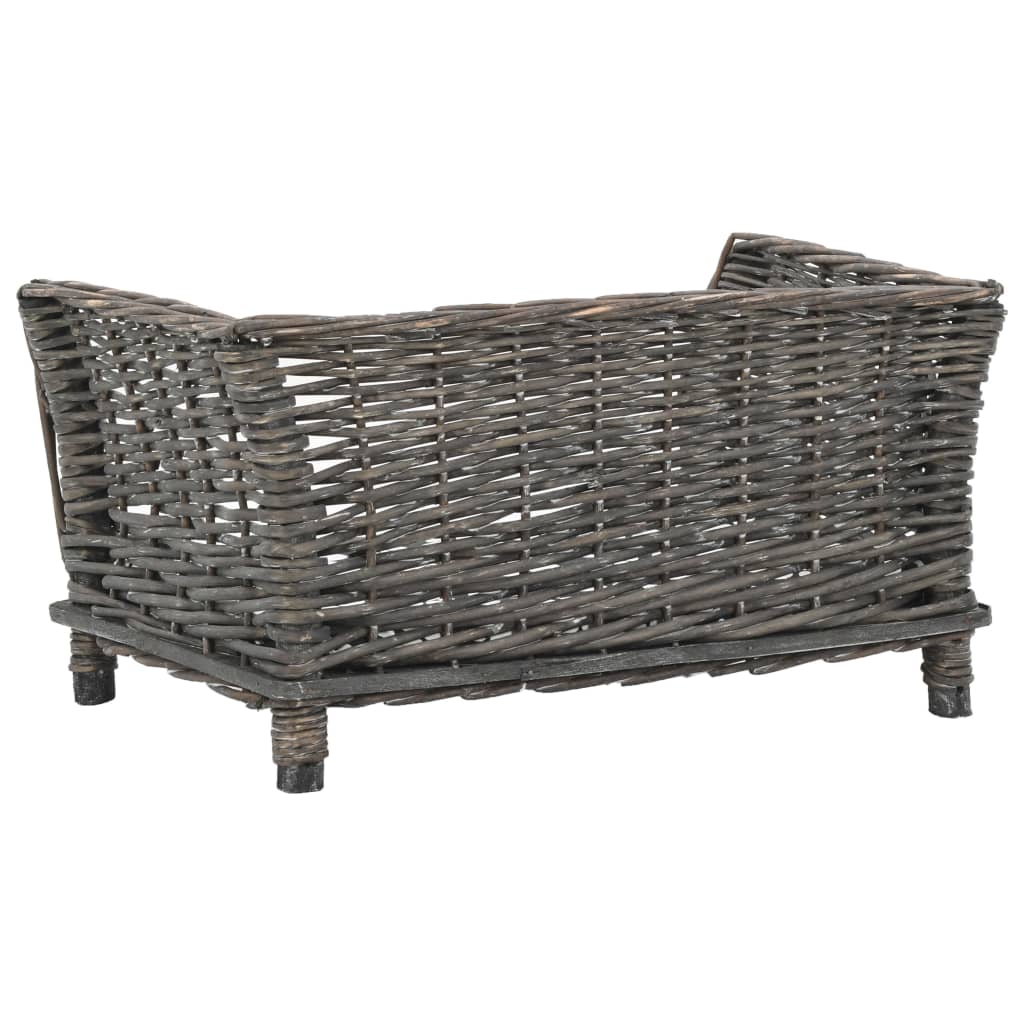 Pelíšek pro psy s poduškou šedý 50 x 33 x 30 cm přírodní vrba