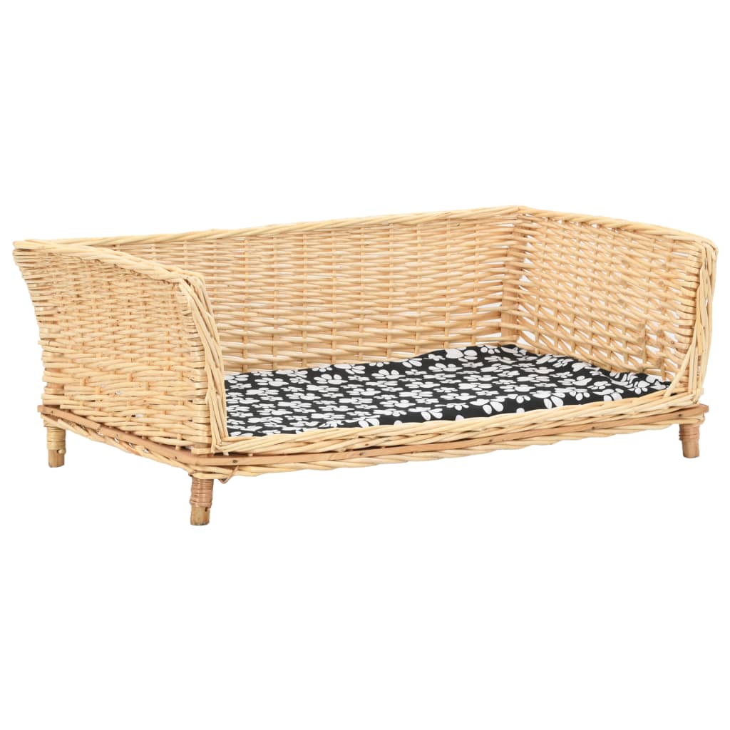 Pelíšek pro psy s poduškou 90 x 54 x 35 cm přírodní vrba
