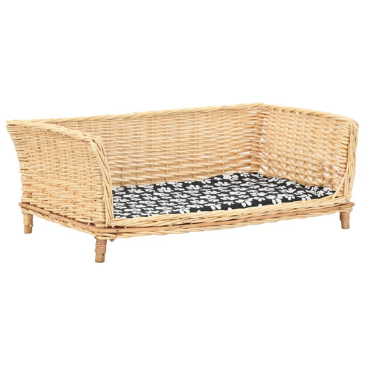 Pelíšek pro psy s poduškou 90 x 54 x 35 cm přírodní vrba