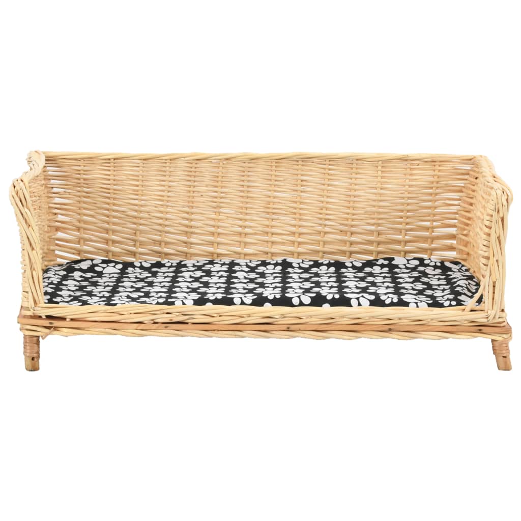 Pelíšek pro psy s poduškou 90 x 54 x 35 cm přírodní vrba