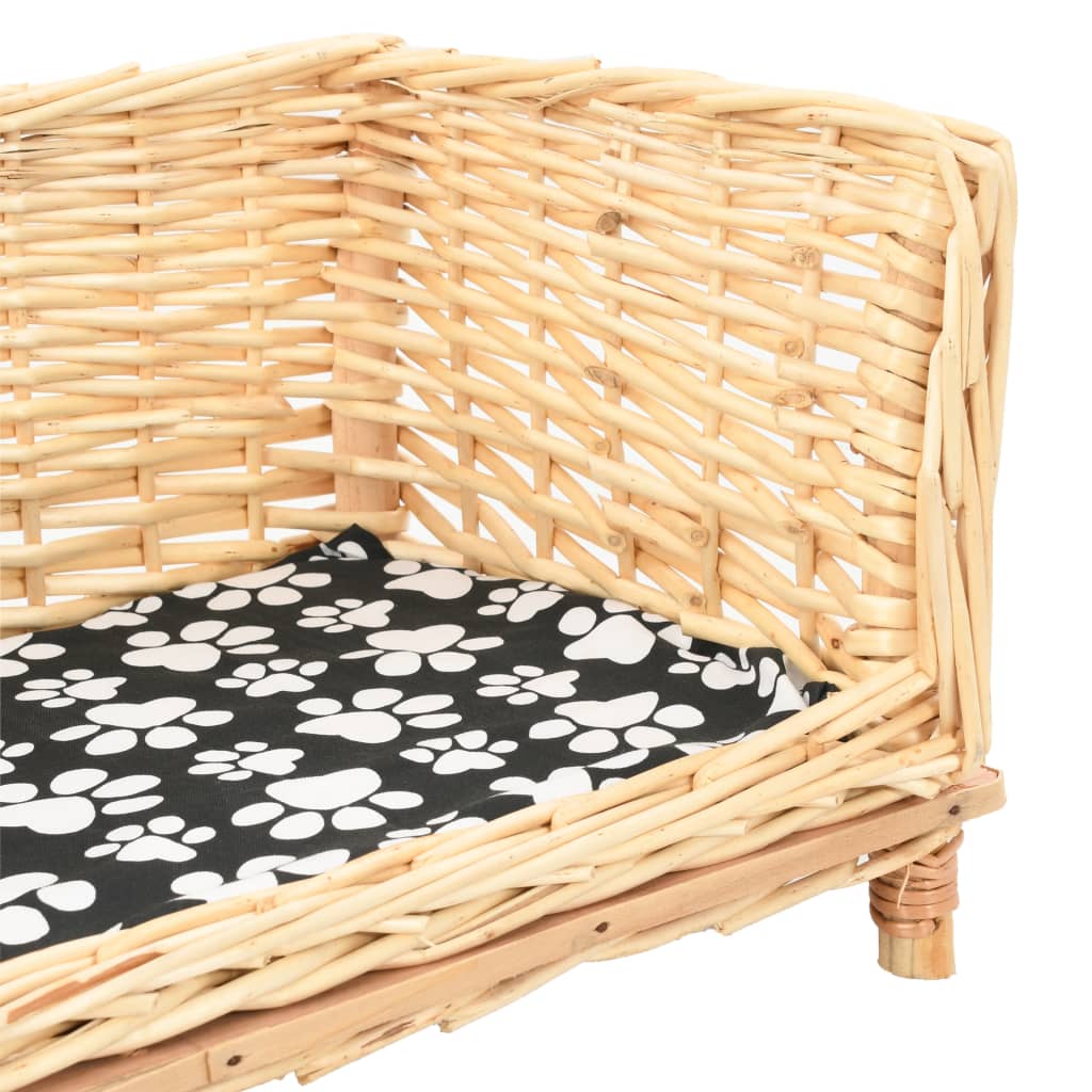 Pelíšek pro psy s poduškou 90 x 54 x 35 cm přírodní vrba
