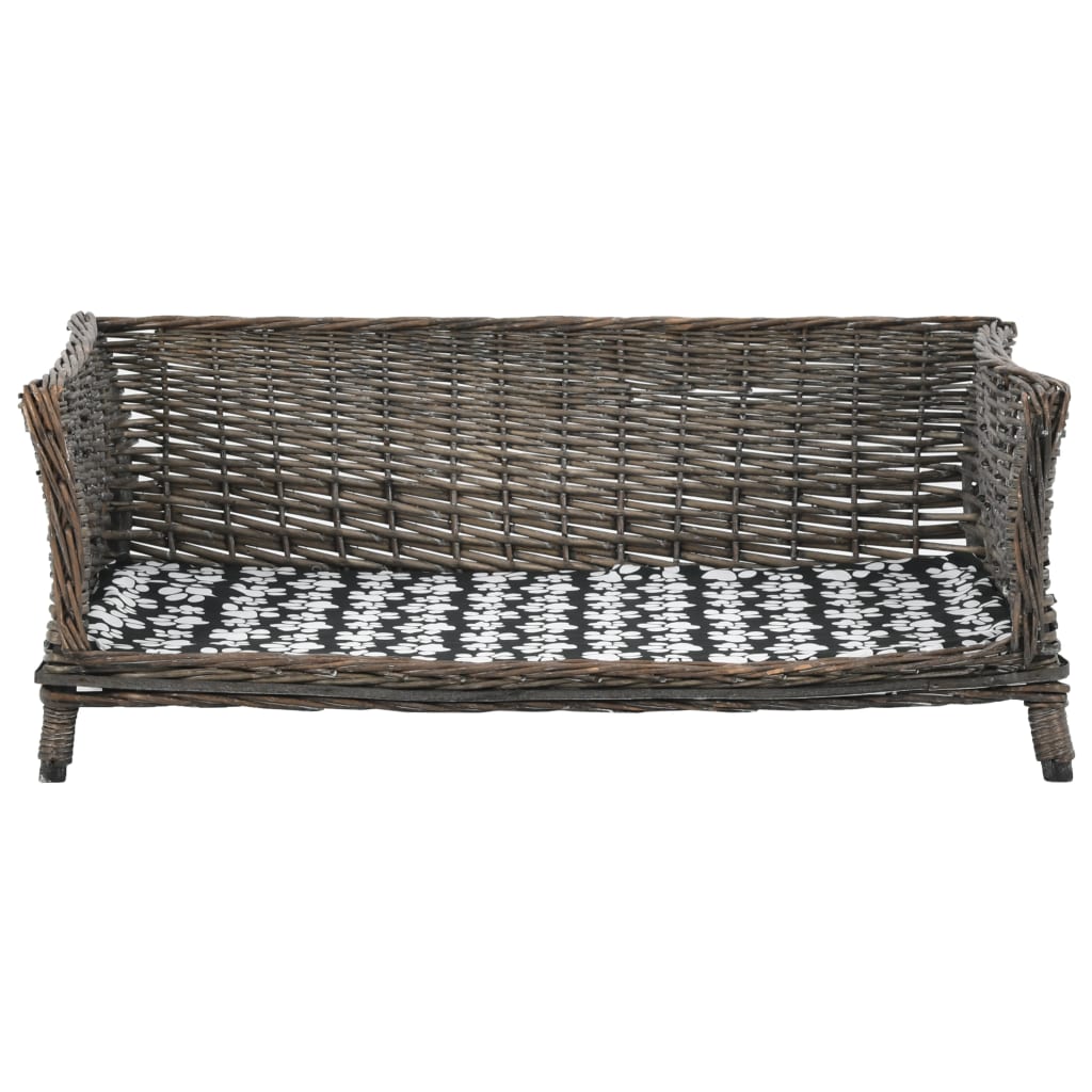 Pelíšek pro psy s poduškou šedý 90 x 54 x 35 cm přírodní vrba