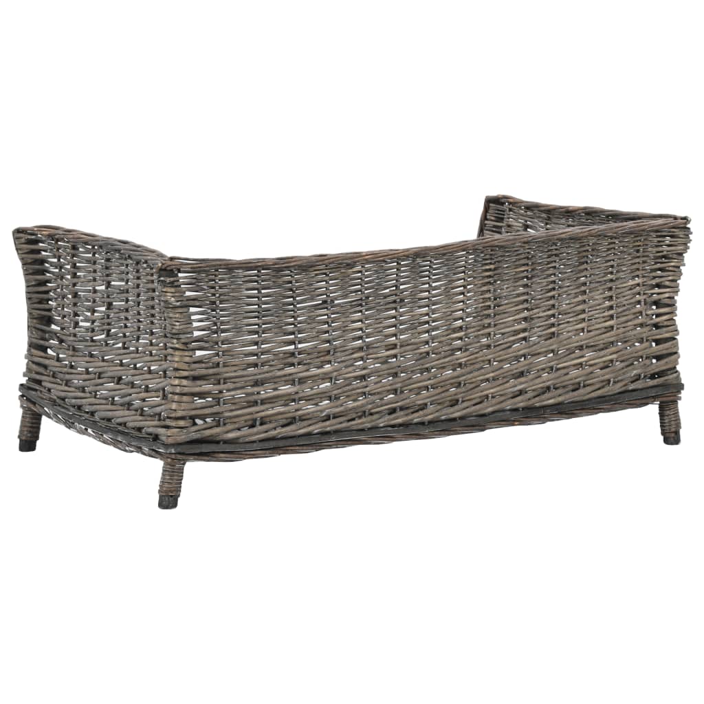 Pelíšek pro psy s poduškou šedý 90 x 54 x 35 cm přírodní vrba