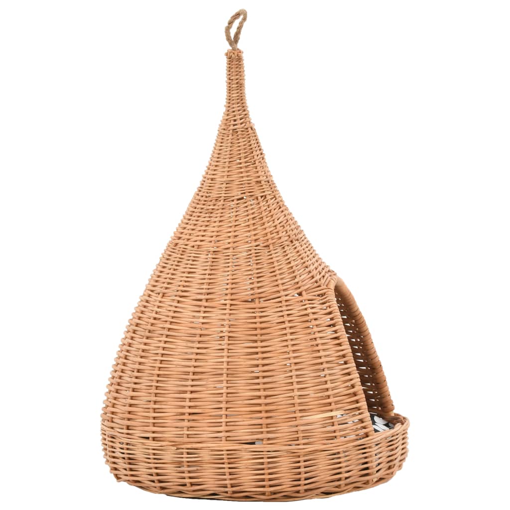 Domeček pro kočky s poduškou 40 x 60 cm přírodní vrba týpí