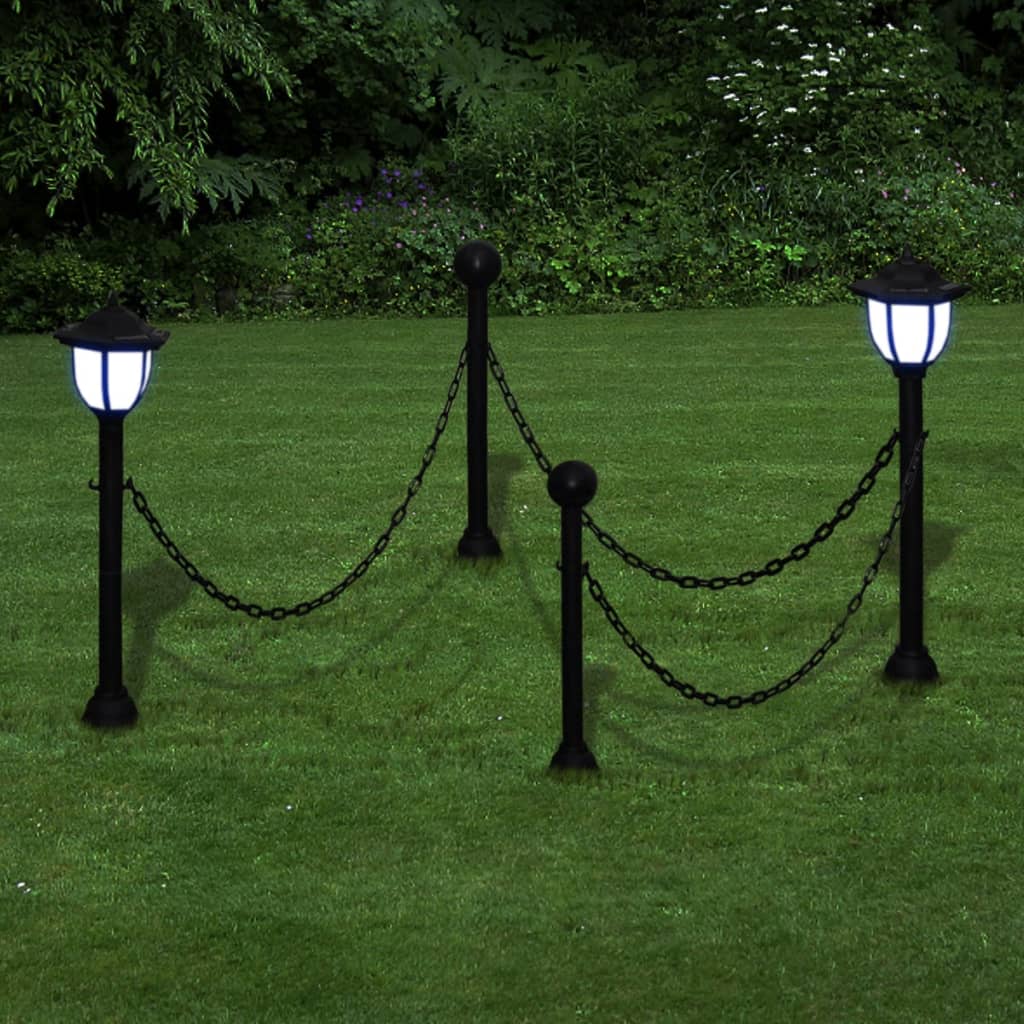 Solární světla 4 ks s řetězy a sloupky
