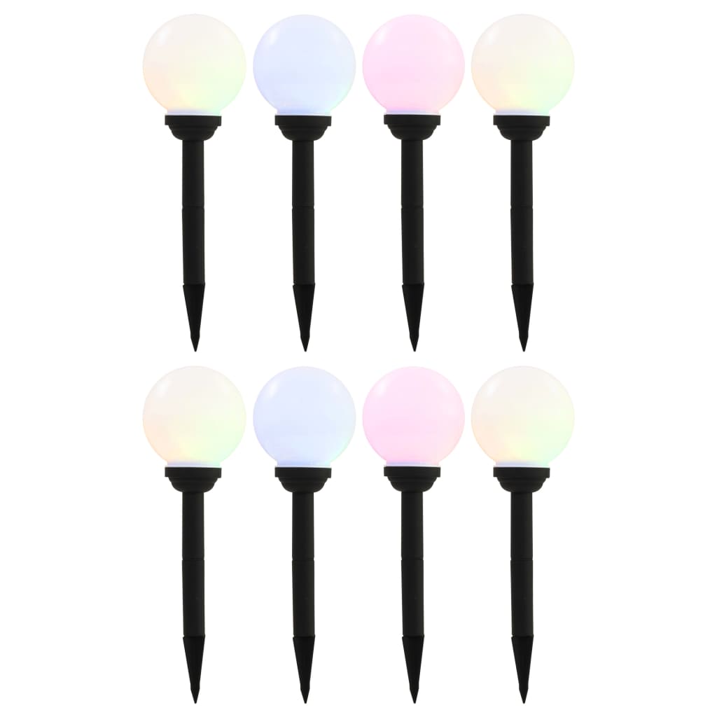 Zahradní solární lampy 8 ks LED kulovité 15 cm RGB