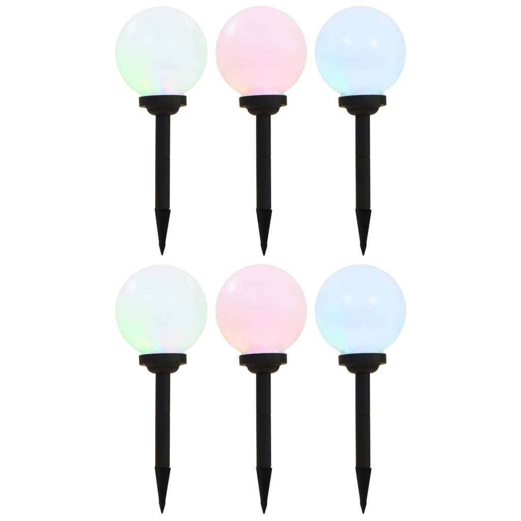 Zahradní solární lampy 6 ks LED kulovité 20 cm RGB