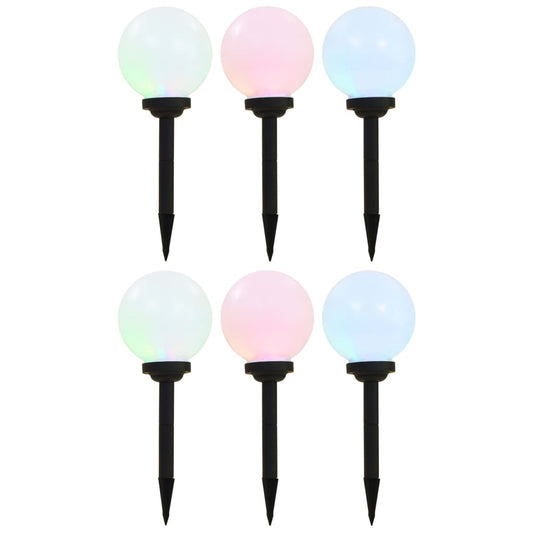 Zahradní solární lampy 6 ks LED kulovité 20 cm RGB
