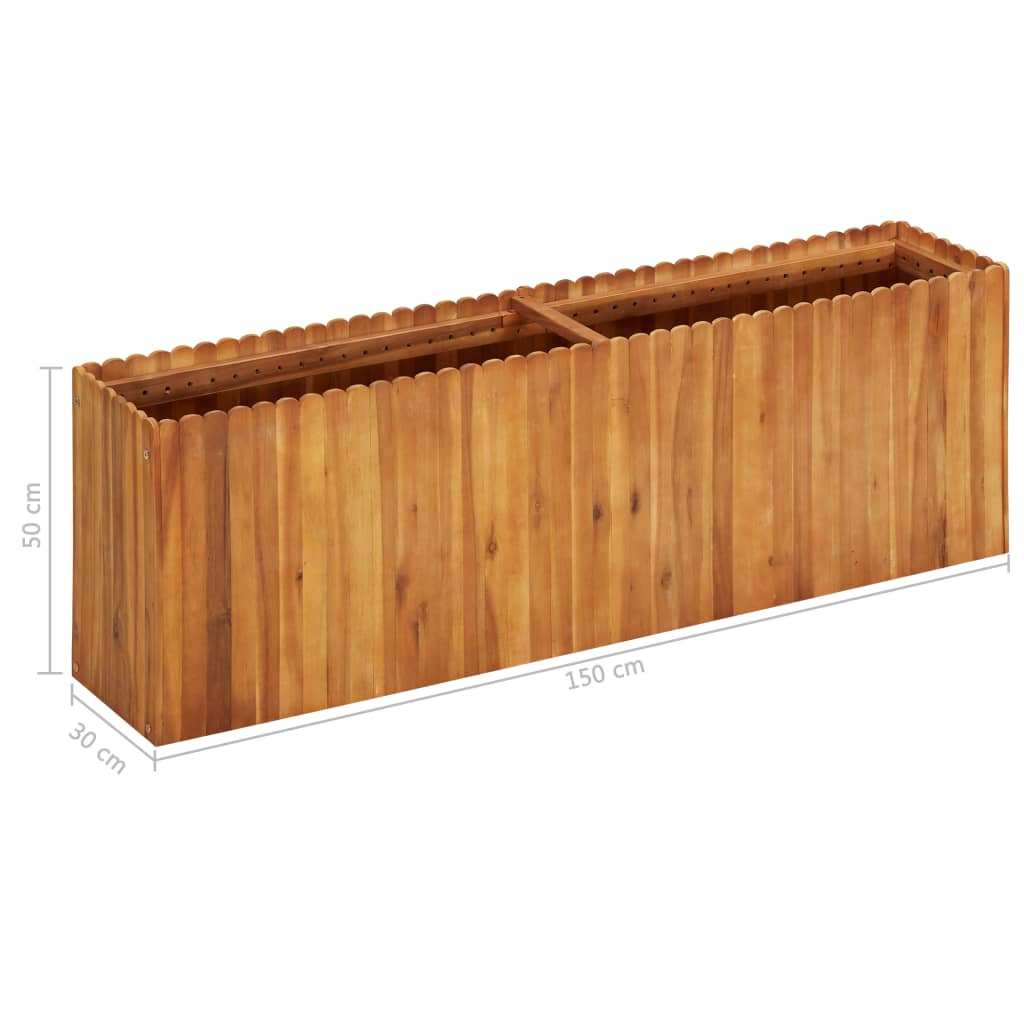 Zahradní vyvýšený záhon 150 x 30 x 50 cm masivní akáciové dřevo