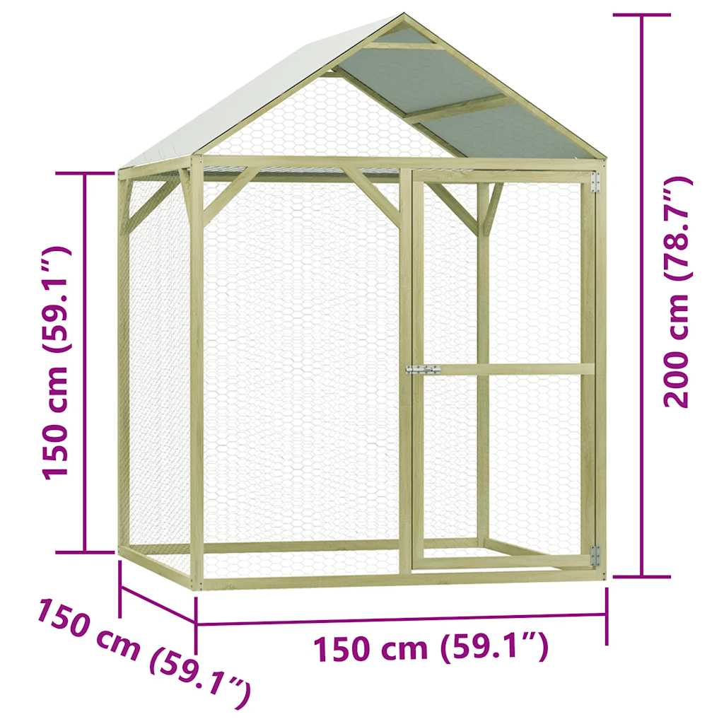 Klec pro kuřata 1,5 x 1,5 x 2 m impregnovaná borovice