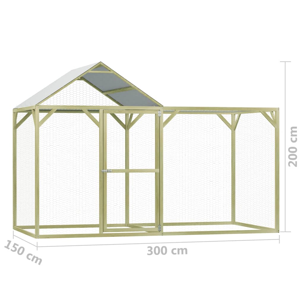 Klec pro kuřata 3 x 1,5 x 2 m impregnovaná borovice