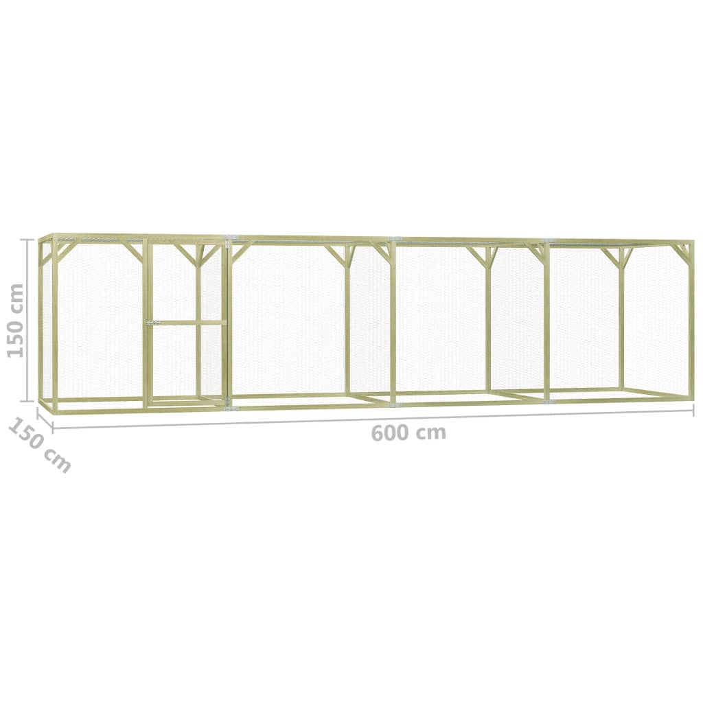 Klec pro kuřata 1,5 x 6 x 1,5 m impregnovaná borovice