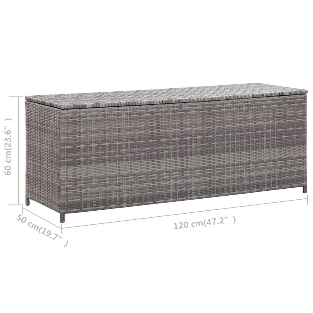 Zahradní úložný box šedý 120 x 50 x 60 cm polyratan