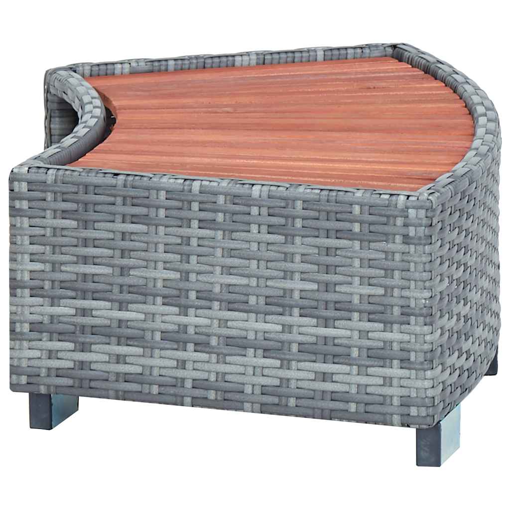 Schůdek k vířivce šedý polyratan 92 x 45 x 25 cm
