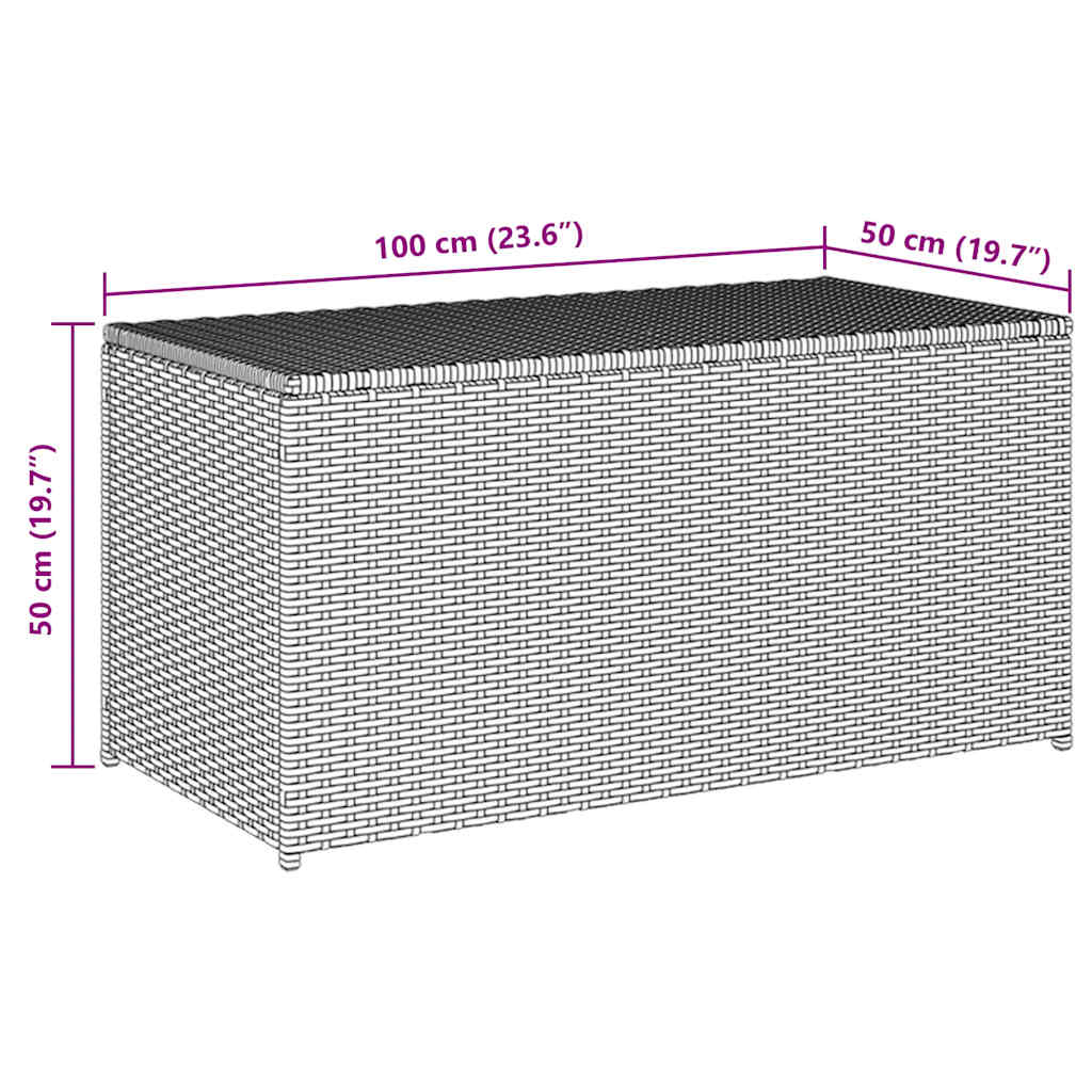 Zahradní úložný box polyratan 100 x 50 x 50 cm černý