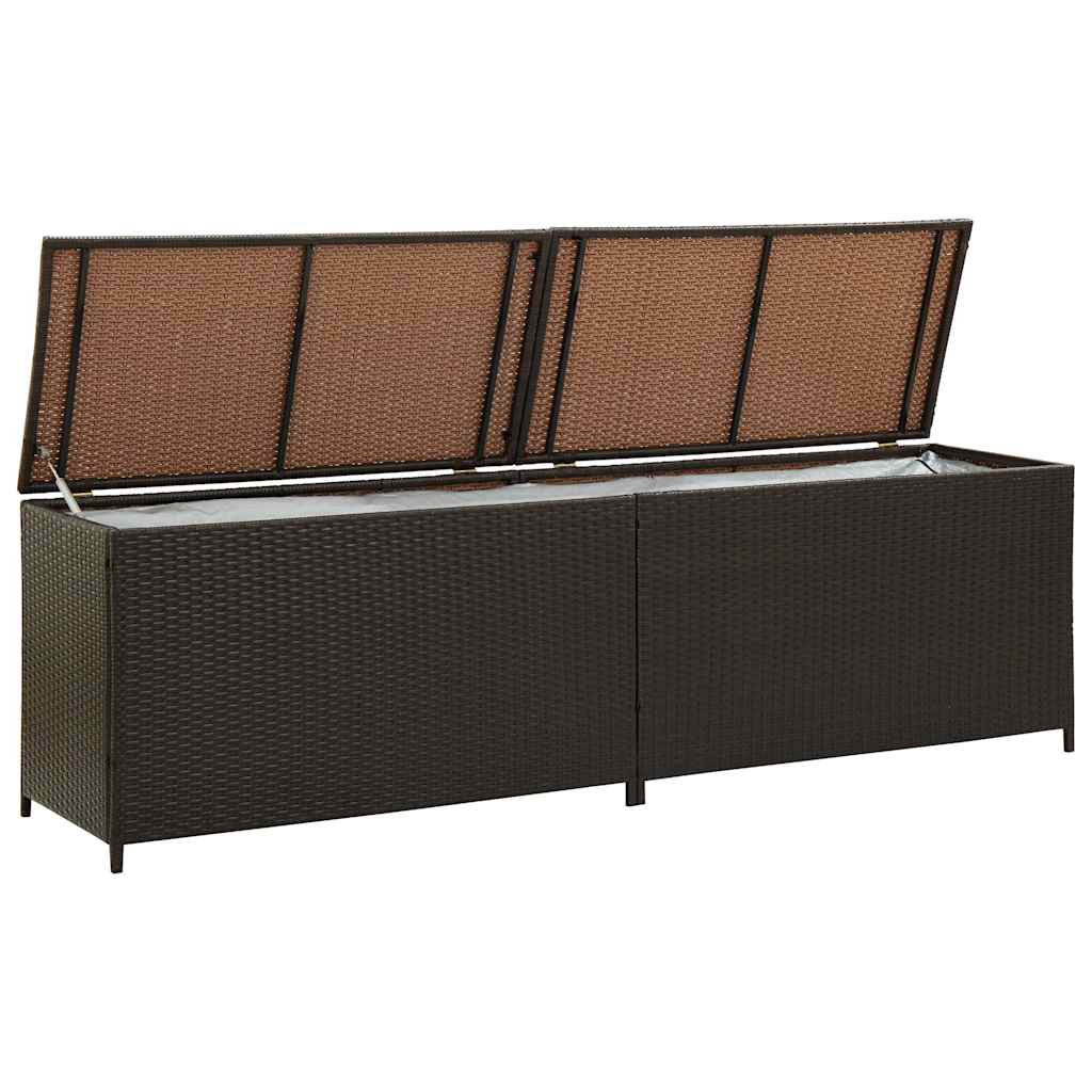 Zahradní úložný box polyratan 200 x 50 x 60 cm hnědý
