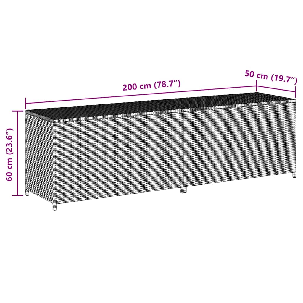 Zahradní úložný box polyratan 200 x 50 x 60 cm hnědý