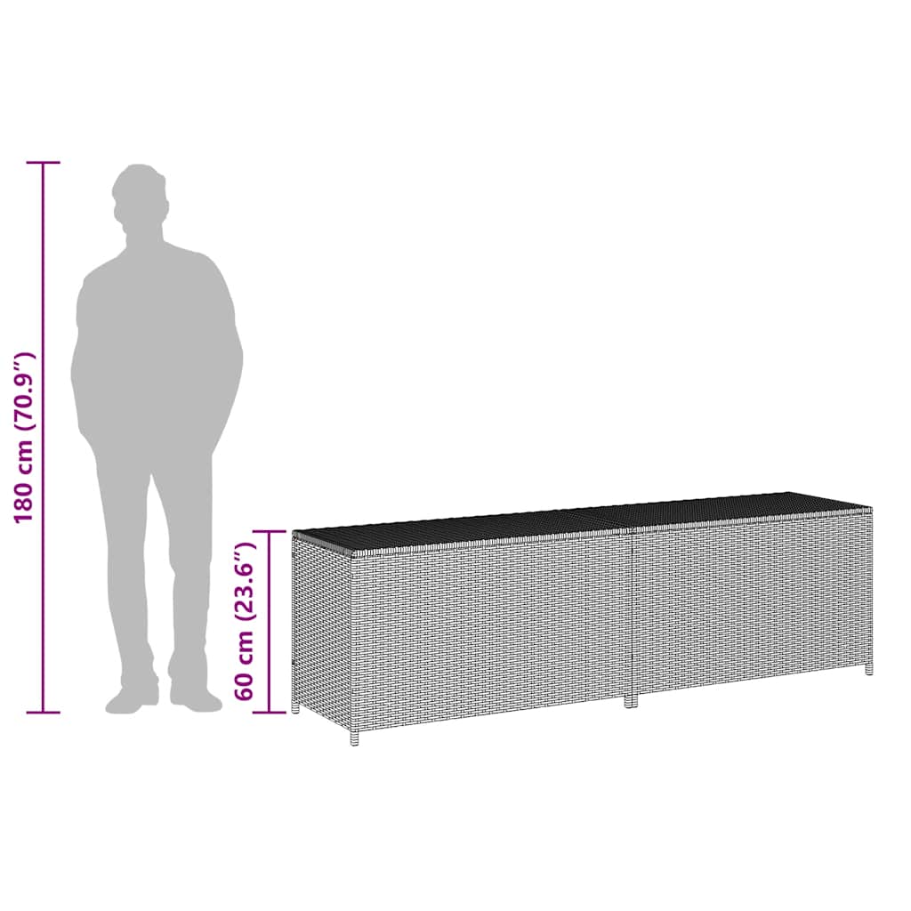 Zahradní úložný box polyratan 200 x 50 x 60 cm hnědý