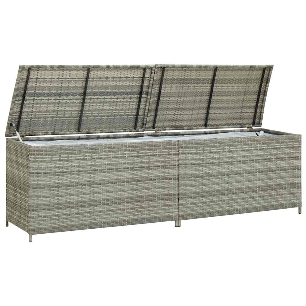 Zahradní úložný box polyratan 200 x 50 x 60 cm šedý
