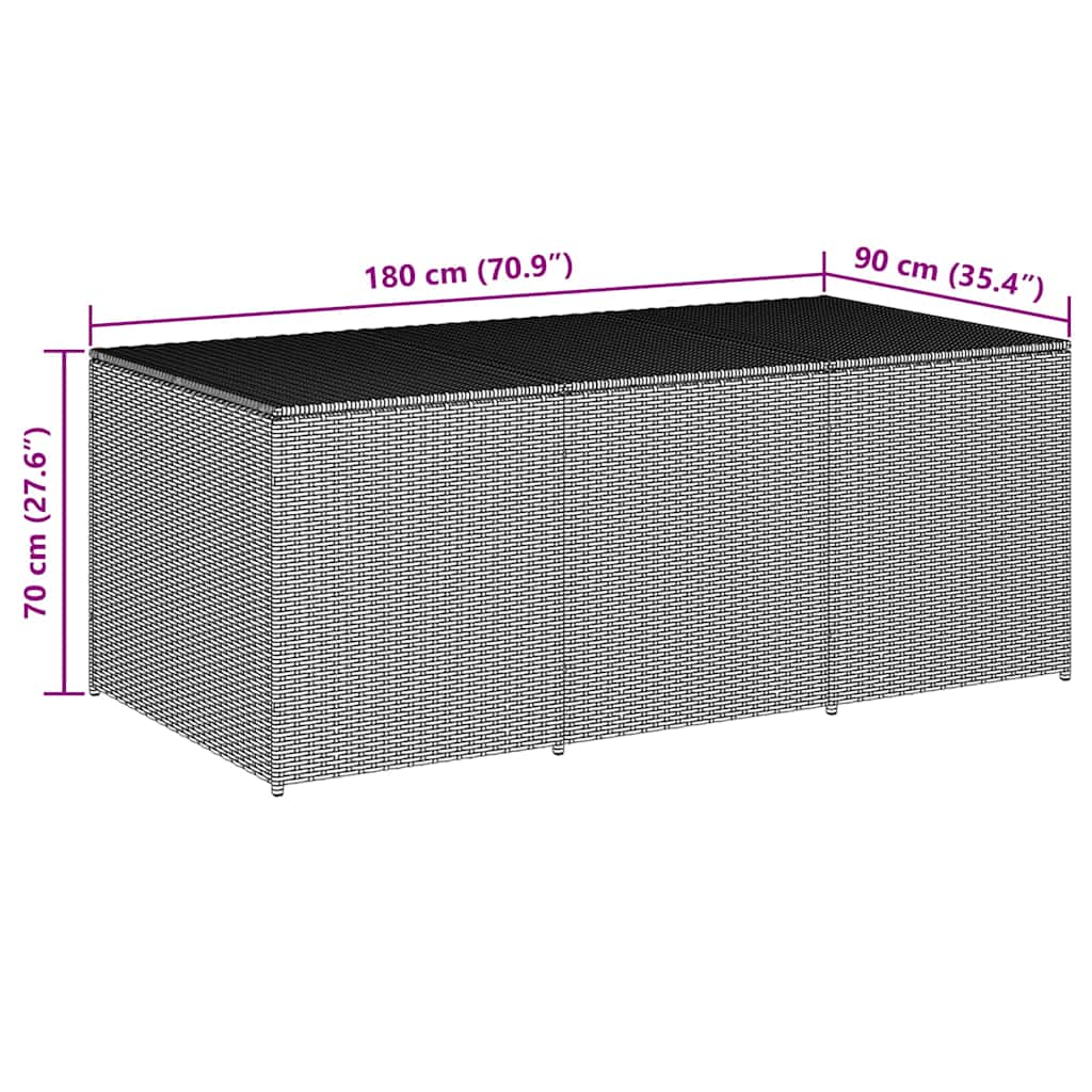 Zahradní úložný box polyratan 180 x 90 x 70 cm šedý