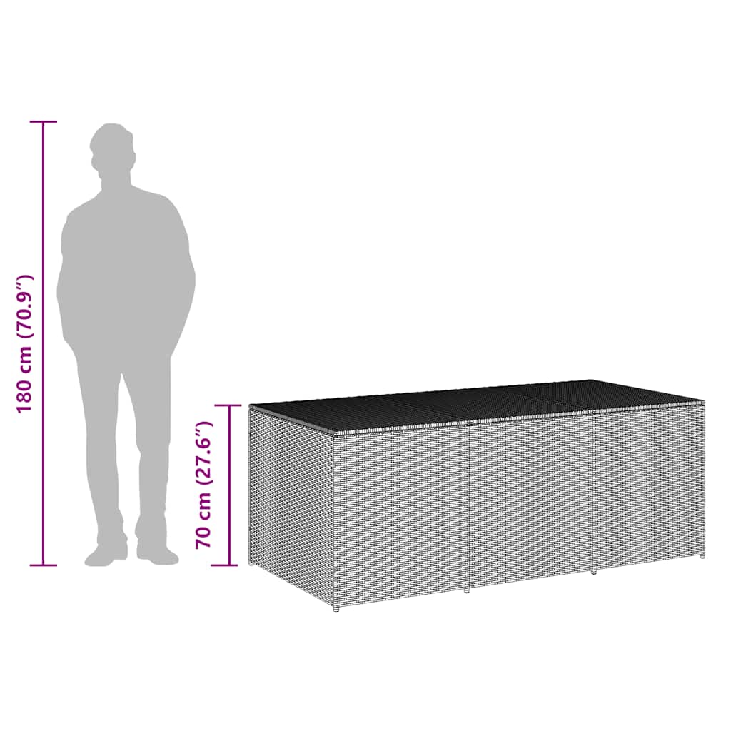 Zahradní úložný box polyratan 180 x 90 x 70 cm šedý