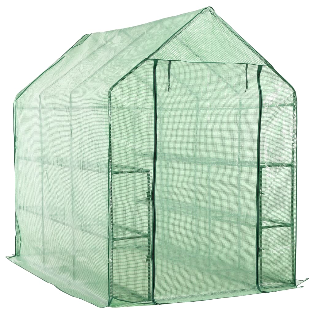Skleník s 12 policemi ocel 143 x 214 x 196 cm