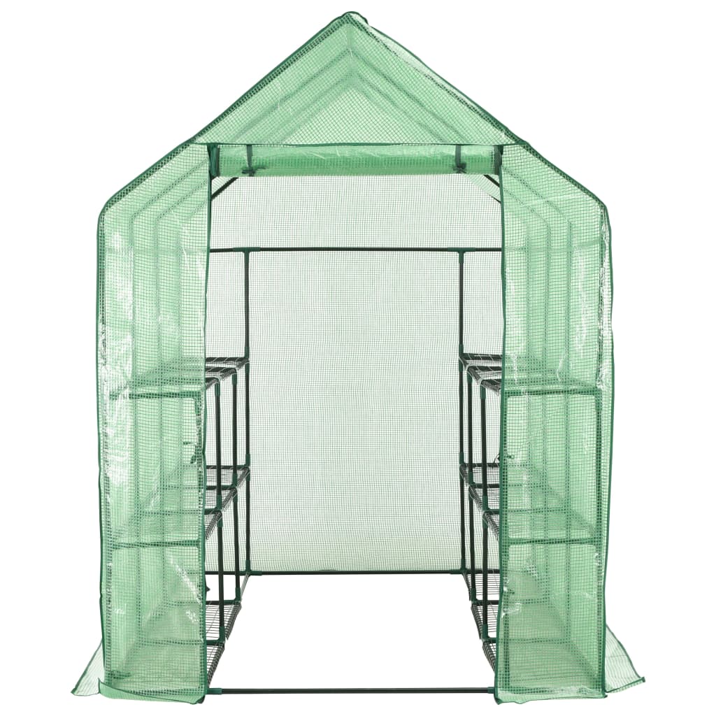 Skleník s 12 policemi ocel 143 x 214 x 196 cm