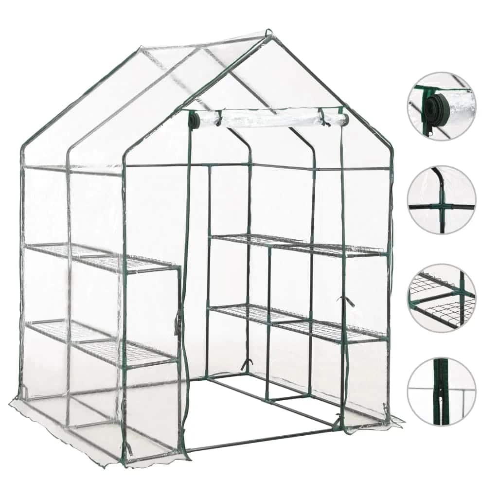 Skleník s 8 policemi 143 x 143 x 195 cm