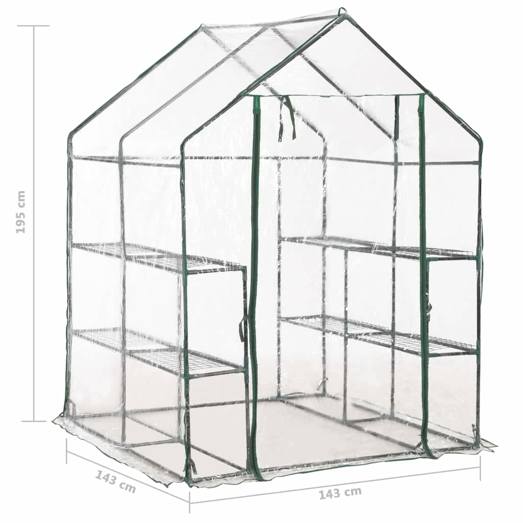 Skleník s 8 policemi 143 x 143 x 195 cm