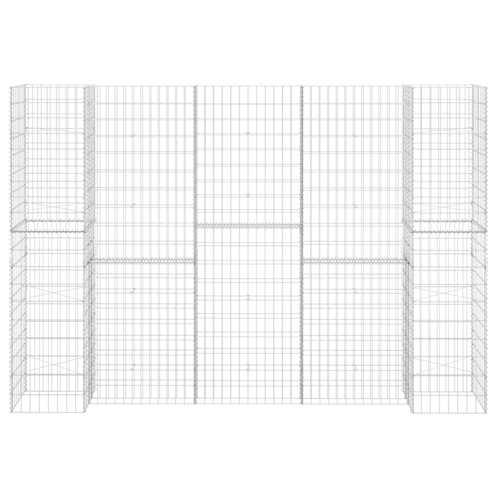 Gabionový truhlík ve tvaru písmene H ocelový drát 260x40x180 cm