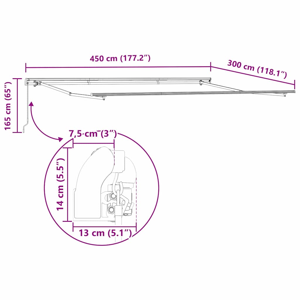Markýza Antracit 4.5 x 2.5 m kov