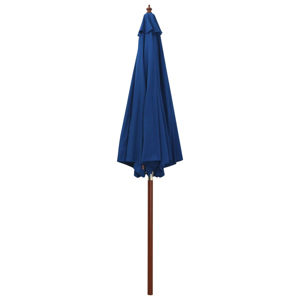 Slunečník s dřevěnou tyčí 300 x 258 cm modrý