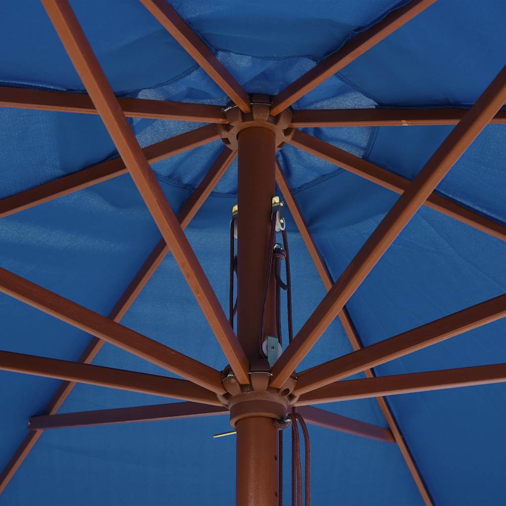 Zahradní slunečník s dřevěnou tyčí 350 cm modrý