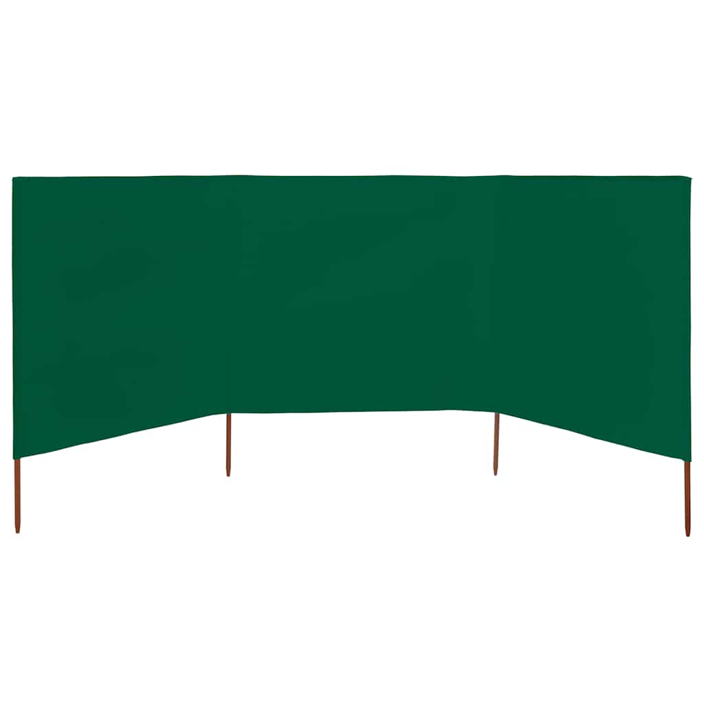 3dílná zástěna proti větru textil 400 x 80 cm zelená