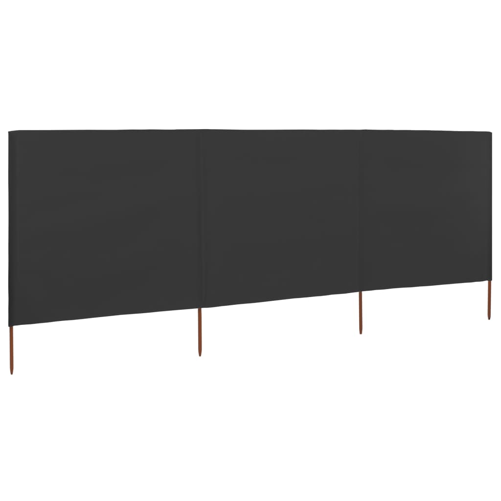 3dílná zástěna proti větru textil 400 x 80 cm antracitová