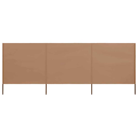 3dílná zástěna proti větru textil 400 x 80 cm taupe