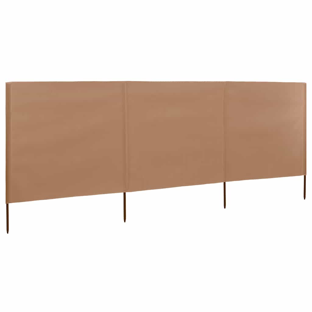 3dílná zástěna proti větru textil 400 x 80 cm taupe