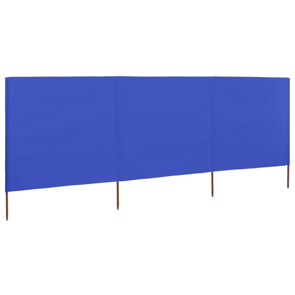3dílná zástěna proti větru textil 400 x 80 cm azurově modrá