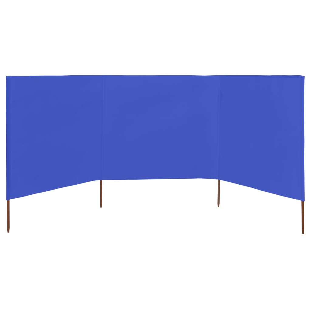 3dílná zástěna proti větru textil 400 x 80 cm azurově modrá