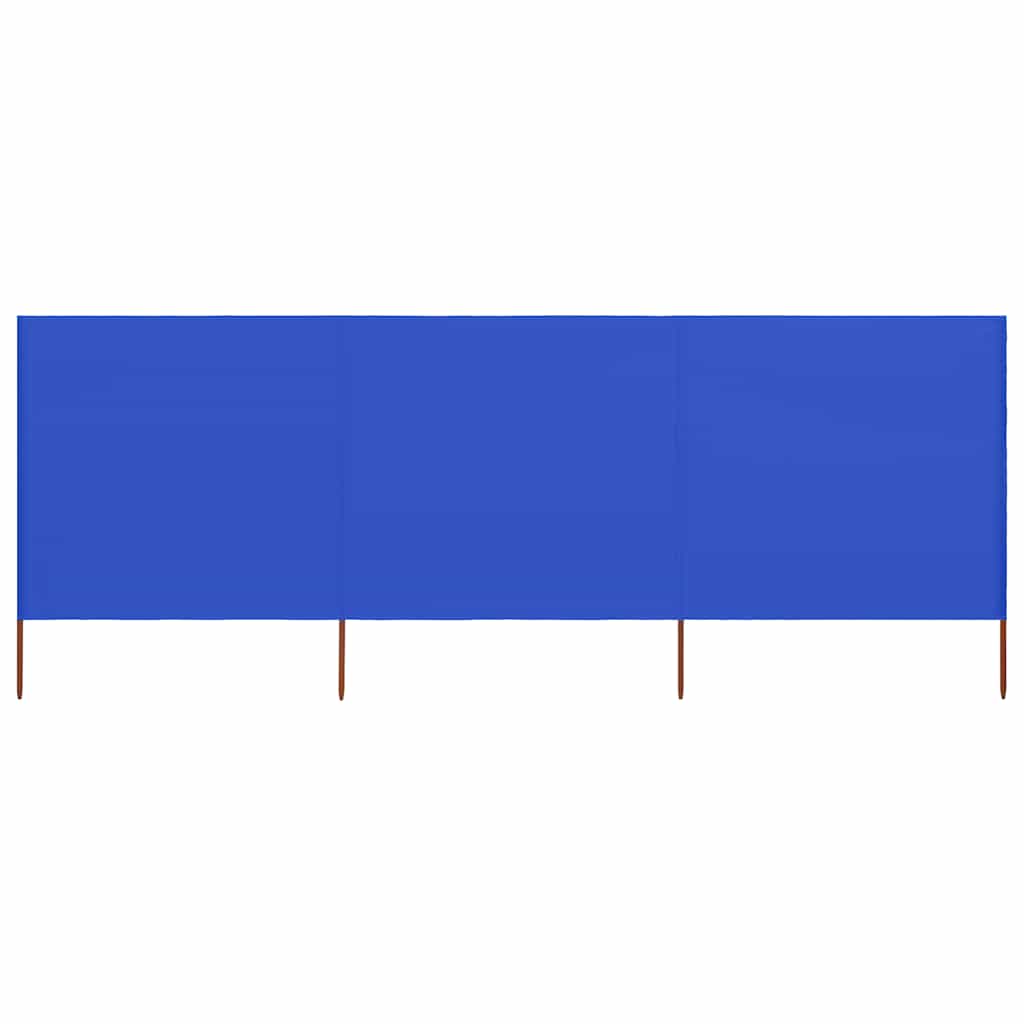 3dílná zástěna proti větru látková 400 x 120 cm azurově modrá