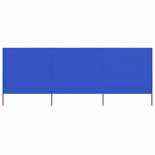 3dílná zástěna proti větru látková 400 x 120 cm azurově modrá