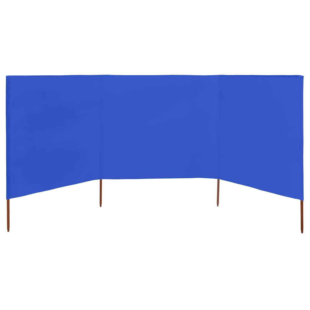 3dílná zástěna proti větru látková 400 x 120 cm azurově modrá
