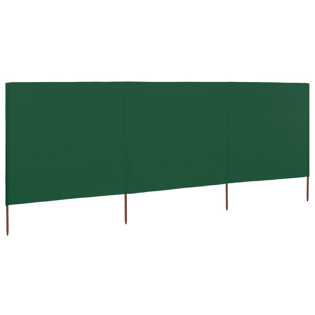 3dílná zástěna proti větru látková 400 x 160 cm zelená