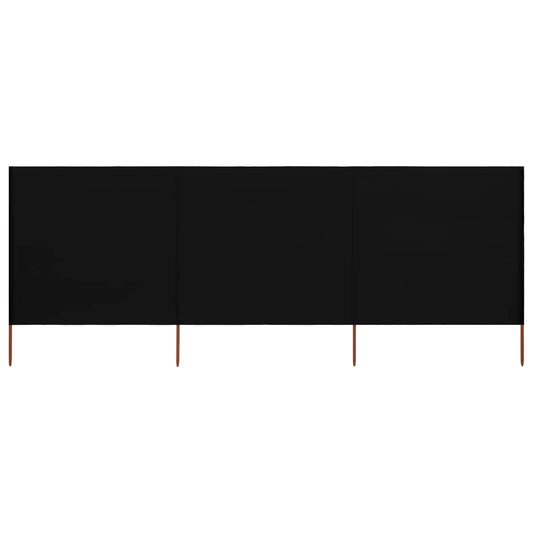 3dílná zástěna proti větru látková 400 x 160 cm černá