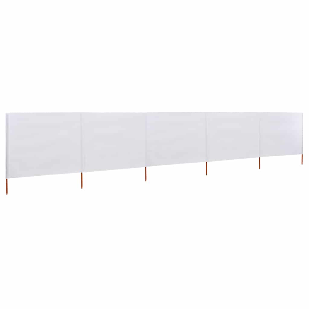 5dílná zástěna proti větru látková 600 x 80 cm pískově bílá